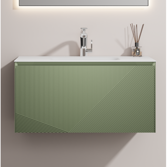 900mm Green Plywood Wall Hung Vanity with Marble Basin 900mm Green Plywood Wall Hung Vanity with Marble Basin